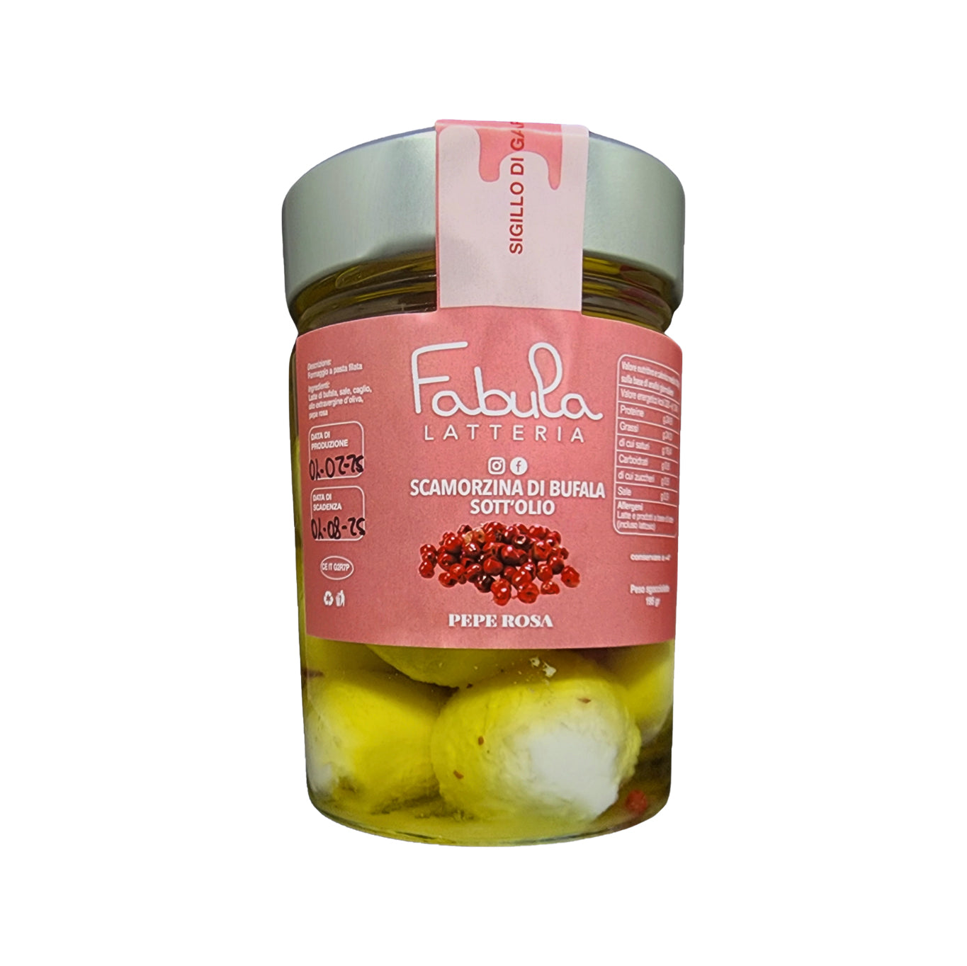 Buffalo Scamorzine in Oil - Pink Pepper
