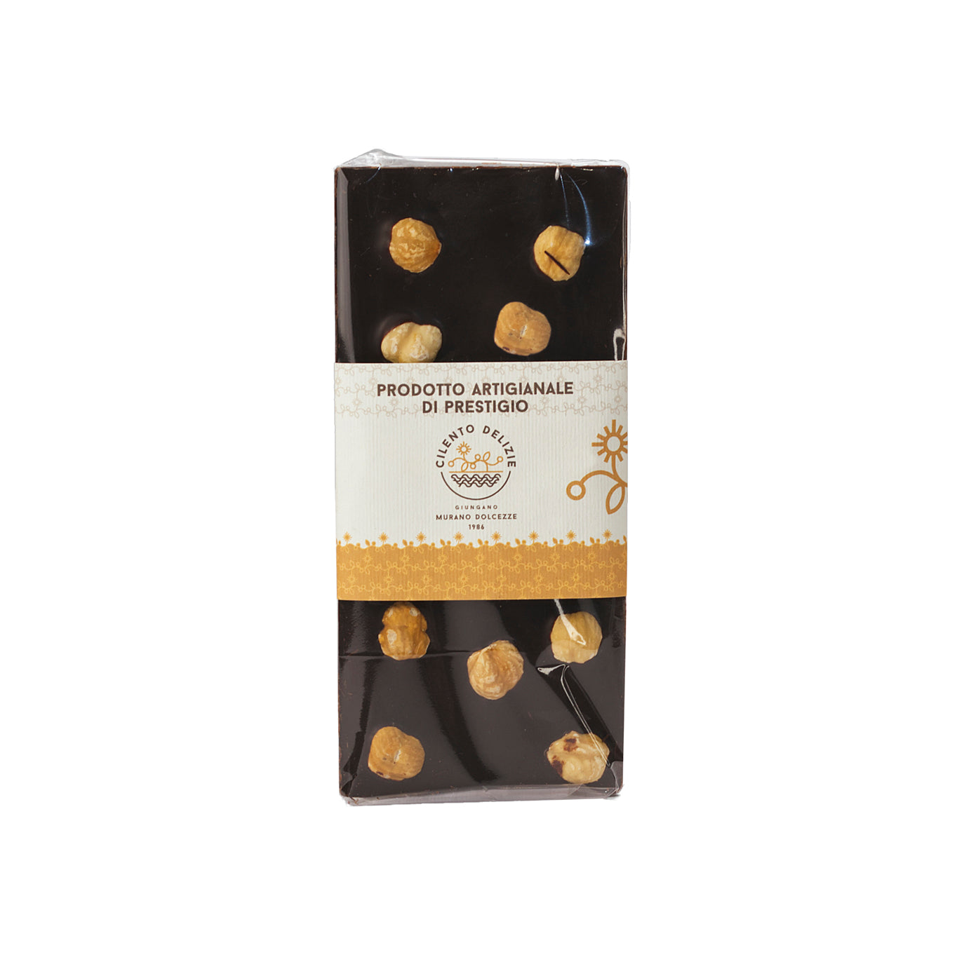 Barra de chocolate negro con avellanas